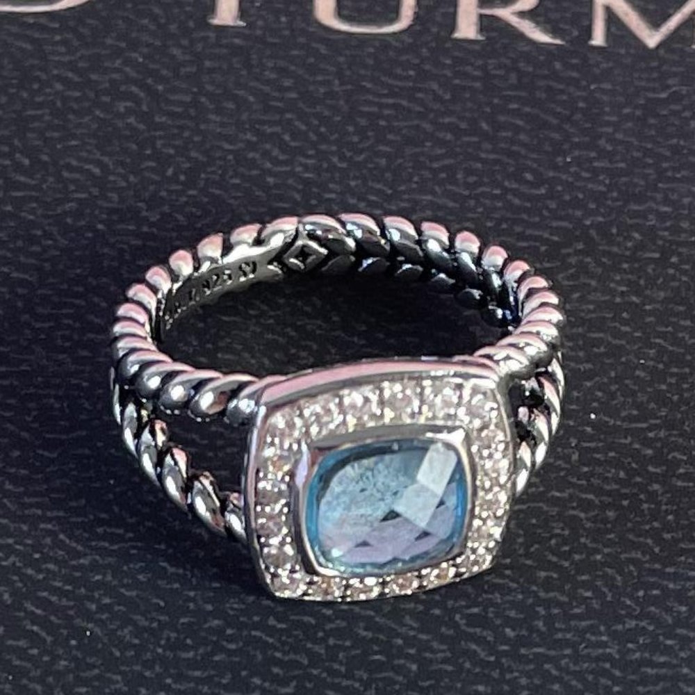 Size 6 David Yurman Ring in Sterling Silver with Blue Topaz